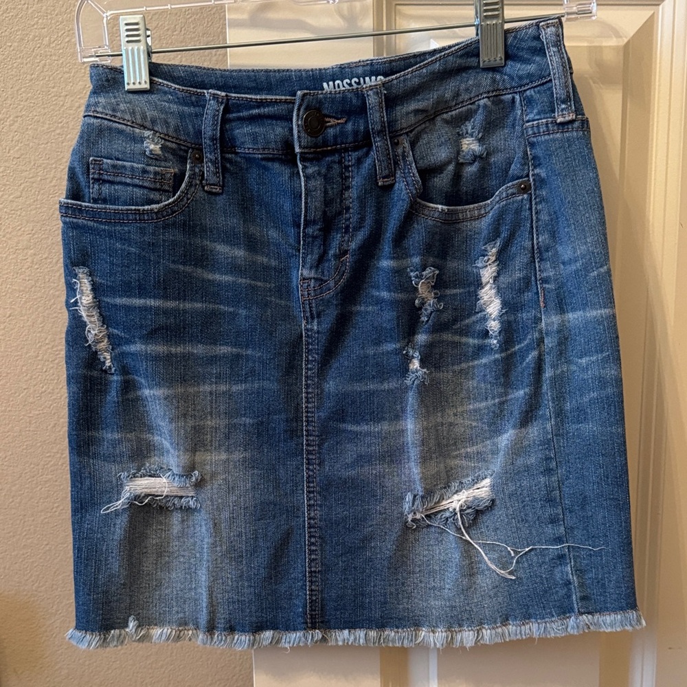 Mossimo Supply Co. Distressed Blue Mini Skirt